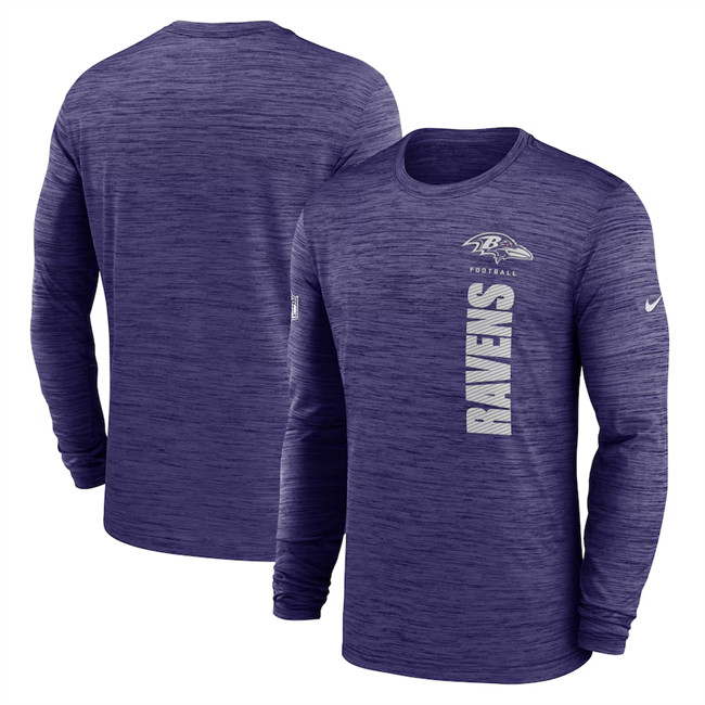 Men's Baltimore Ravens Purple 2024 Sideline Team Velocity Performance Long Sleeve T-Shirt